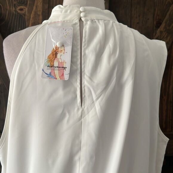 Prettygarden New Satin Elegant Sleeveless Mock Neck Cocktail Party Maxi Dress - Picture 7 of 13